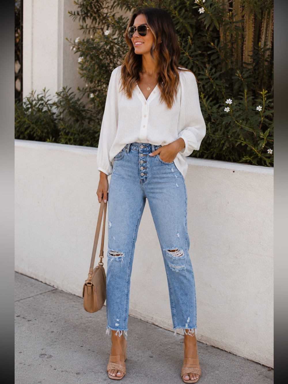 Free People High Rise Distressed Cropped Straight Leg Jeans Light Wash Size 26